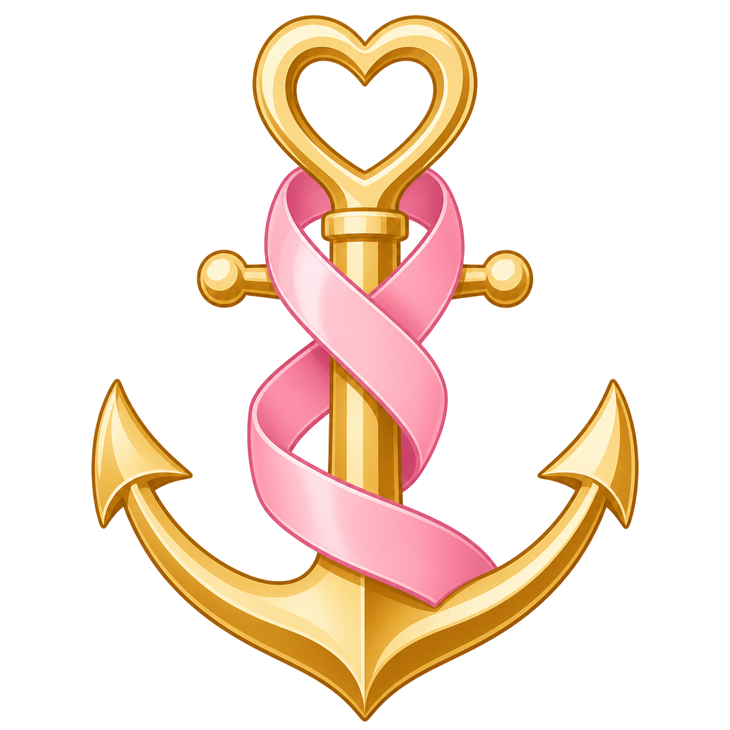 The Love Anchors Fund logo — a gold heart-topped anchor wrapped in a pink awareness ribbon